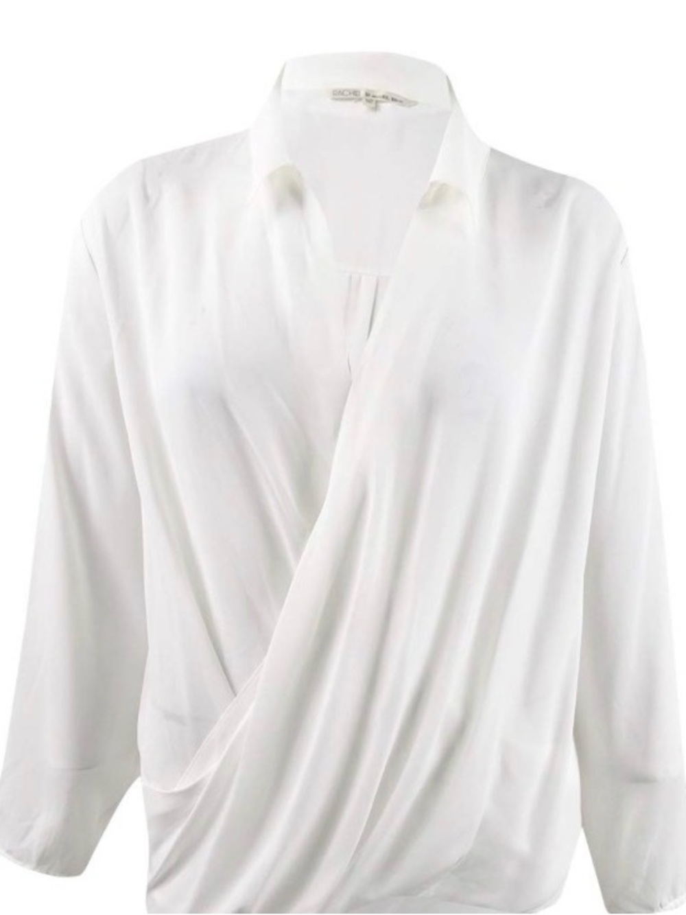 Rachel Roy  White Wrap-Front Blouse - L drop  tail